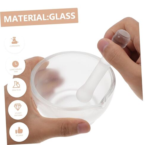Mini Glass Mortar and Pestle Set 80ml Multifunctional Grinding Bowl for Spices and Medicines Lightweight Lab Equipment for Home and Kitchen Use in Saudi Arabia