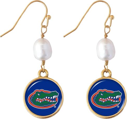 Florida Gators Diana Gold and Pearl Dangle Earrings Jewelry Gift UF in Saudi Arabia