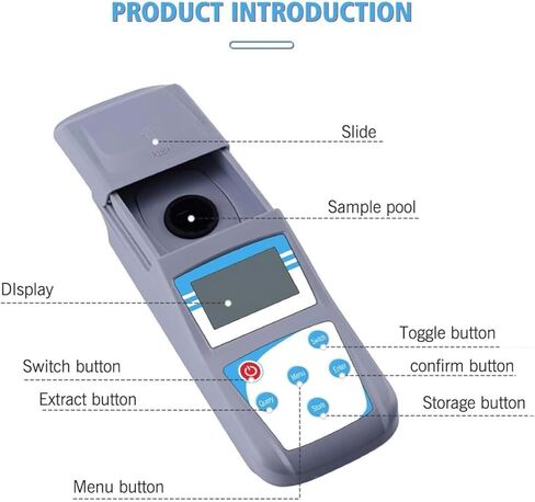مقياس تعكر المياه الرقمي، كاشف التعكر المحمول، مجموعة أدوات قياس التعكر مع شاشة رقمية بإضاءة خلفية وحقيبة تخزين، نطاق قياس 0-1000NTU ومعايرة 2 إلى 7 نقاط، للمختبر والنبات in Kuwait
