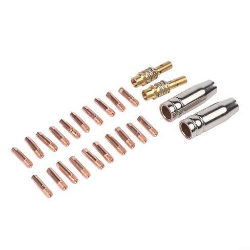 24PCS MIG Welding Accessory Set with 20 Power Nozzles 0.6/0.8/0.9/1.0/1.2 mm Contact Tips for AK15 MB-15 Torches in Saudi Arabia