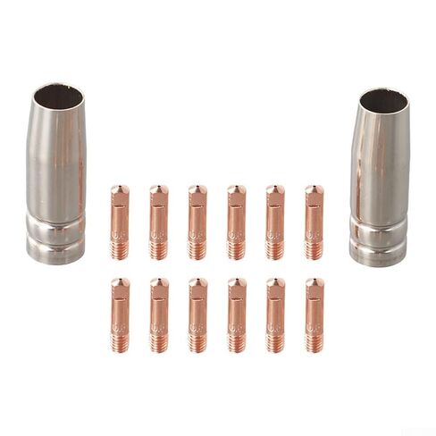 14PCS 0.8mm Contact Tips for MIG Welding Equipment Copper Accessories Kit with 2 Gas Nozzles for MB15 Torch in Saudi Arabia