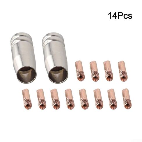 14PCS 0.8mm Contact Tips for MIG Welding Equipment Copper Accessories Kit with 2 Gas Nozzles for MB15 Torch in Saudi Arabia