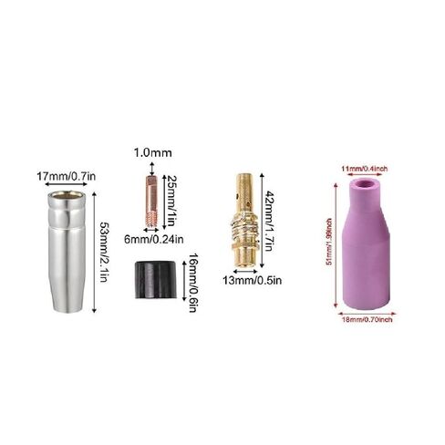10 Pcs Welding Accessories Kit for 15AK MB-15 Burners 0.9mm Contact Tips Conical Gas Nozzle Ceramic Nozzles Diffuser Insulator in Saudi Arabia