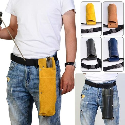 Leather Welding Rod Bag Holder with Adjustable Belt Rivet-Reinforced Storage Container for Electrodes Heat-Resistant Double-Layer Cattle Accessory in Saudi Arabia