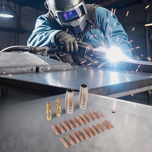 24PCS MIG Welding Accessory Set with 20 Contact Tips 0.6 .8 .9 1 2 mm Protective and Connecting Rods for AK15 MB-15 Torches in Saudi Arabia