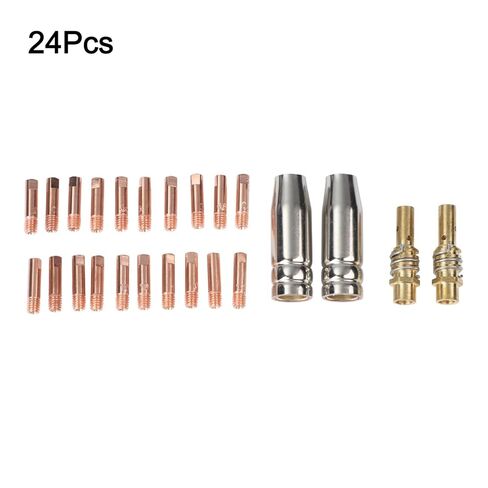 24PCS MIG Welding Accessory Set with 20 Contact Tips 0.6 .8 .9 1 2 mm Protective and Connecting Rods for AK15 MB-15 Torches in Saudi Arabia