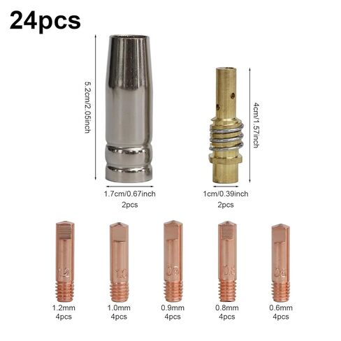 24PCS for 15AK Welding Accessory Kit with Contact Tips Gas Nozzles and Diffusers for MIG Torches in Saudi Arabia