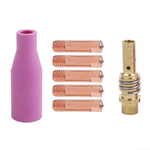 7PCS MIG Welding Contact Tips 0.8mm with Nozzles and Holder for 15AK MB15 Torch for MAG Accessories Kit in Saudi Arabia