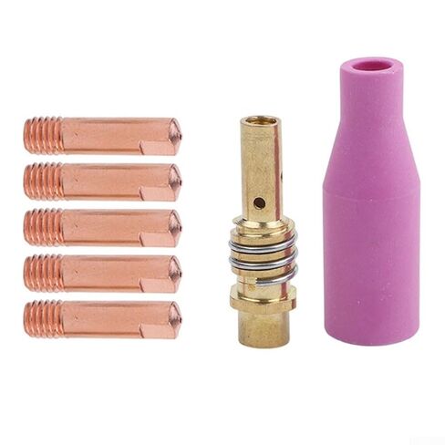 7PCS MIG Welding Contact Tips 0.8mm with Nozzles and Holder for 15AK MB15 Torch for MAG Accessories Kit in Saudi Arabia
