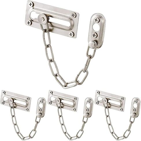 Door Chain Lock,Chain Safe Buckle,Latch Safety Limiter,4 Pieces Stainless Steel Anti-Theft Chain Door Link Buckle Room Hotel Hotel Security Door Chain Lock Household Free Punching in Saudi Arabia