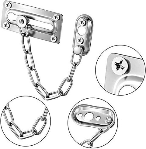 Door Chain Lock,Chain Safe Buckle,Latch Safety Limiter,4 Pieces Stainless Steel Anti-Theft Chain Door Link Buckle Room Hotel Hotel Security Door Chain Lock Household Free Punching in Saudi Arabia