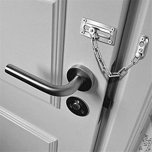 Door Chain Lock,Chain Safe Buckle,Latch Safety Limiter,4 Pieces Stainless Steel Anti-Theft Chain Door Link Buckle Room Hotel Hotel Security Door Chain Lock Household Free Punching in Saudi Arabia