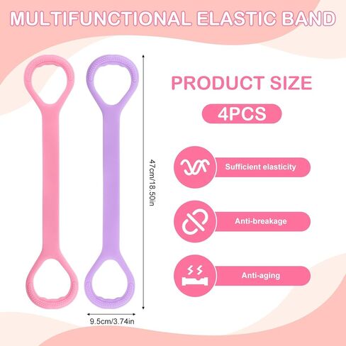Figure 8 Resistance Bands with Handles, 4-Pack TPE Workout Bands for Women – Arm Back Shoulder Toner, Elastic Exercise Ropes for Home Gym Yoga Pilates Physical Therapy in Kuwait