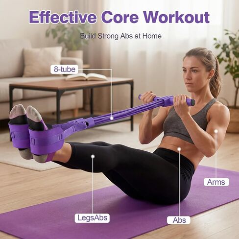 Resistance Bands with Handles, 8-Tube Multifunctional Exercise Bands for Full Body Workout, Strength Training Bands for Arms, Legs, Abs & Home Gym in Saudi Arabia