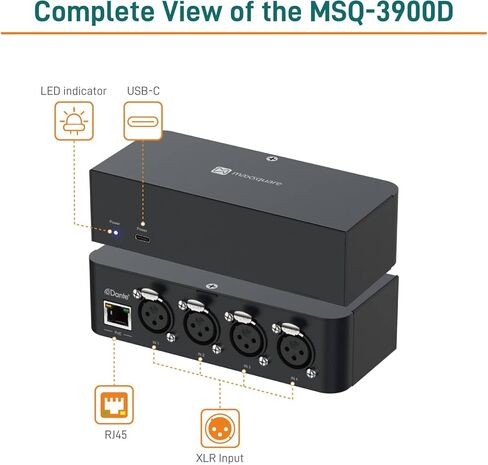 Dante Audio 4 Channel Analog Audio Network Interface Box, Four 3-Pin XLR inputs, PoE, Aluminum Housing, TAA Compliant (MSQ-3900D) in Saudi Arabia