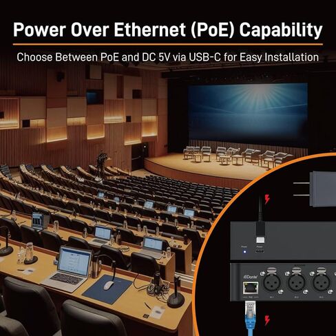 Dante Audio 4 Channel Analog Audio Network Interface Box, Four 3-Pin XLR inputs, PoE, Aluminum Housing, TAA Compliant (MSQ-3900D) in Saudi Arabia
