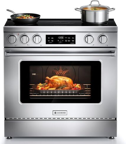 AAOBOSI 36 بوصة 6 قدم مكعب فرن كهربائي بتحكم أمامي مع 5 عناصر للطهي، 9 مستوى طاقة للطهي 9300 واط، مقلاة هوائية بتحكم ذكي، فرن قائم بذاته للتنظيف الذاتي، 240 فولت (بدون سلك طاقة) in Kuwait