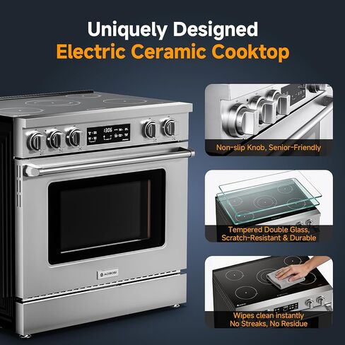 AAOBOSI 36 بوصة 6 قدم مكعب فرن كهربائي بتحكم أمامي مع 5 عناصر للطهي، 9 مستوى طاقة للطهي 9300 واط، مقلاة هوائية بتحكم ذكي، فرن قائم بذاته للتنظيف الذاتي، 240 فولت (بدون سلك طاقة) in Kuwait