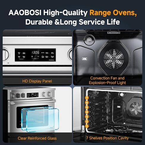 AAOBOSI 36 بوصة 6 قدم مكعب فرن كهربائي بتحكم أمامي مع 5 عناصر للطهي، 9 مستوى طاقة للطهي 9300 واط، مقلاة هوائية بتحكم ذكي، فرن قائم بذاته للتنظيف الذاتي، 240 فولت (بدون سلك طاقة) in Kuwait