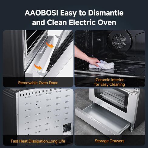 AAOBOSI 36 بوصة 6 قدم مكعب فرن كهربائي بتحكم أمامي مع 5 عناصر للطهي، 9 مستوى طاقة للطهي 9300 واط، مقلاة هوائية بتحكم ذكي، فرن قائم بذاته للتنظيف الذاتي، 240 فولت (بدون سلك طاقة) in Kuwait