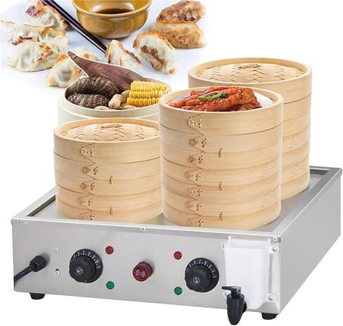 4-Hole Food Steamer, Commercial Steamed Bun Oven, Food Warmer, Stainless Steel Steamed Bun Machine,for Restaurant/Store/Home in Saudi Arabia