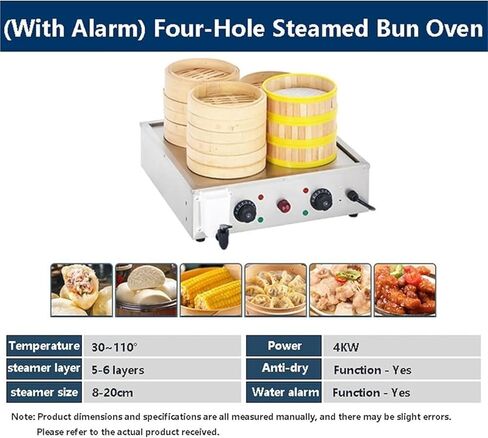 4-Hole Food Steamer, Commercial Steamed Bun Oven, Food Warmer, Stainless Steel Steamed Bun Machine,for Restaurant/Store/Home in Saudi Arabia