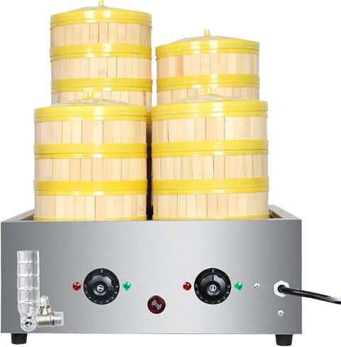 4 Hole / 6 Hole Steamer, Commercial Stainless Steel Steamed Bun Steamer, Knob Temperature Control, for Home Shops, Cafeterias (4Holes) in Saudi Arabia
