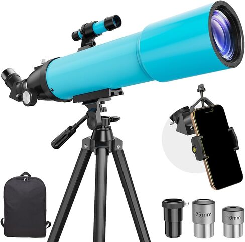 90MM Telescope for Adults and Kids 8+: 150X High Powered Astronomical Portable Refracting FMC Beginners Explorer Scope Toys for Girls Boys 8-12 Xmas Gift Travel Stars Gazing w Professional Tripod in Kuwait