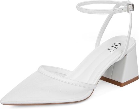 Closed Toe Heels for Women Ankle Strap Pointed Toe Slingback Chunky Low Heels Womens Pumps Wedding Dress Shoes in Saudi Arabia
