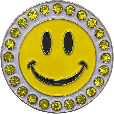Giggle Golf Bling Golf Ball Marker with A Standard Magnetic Hat Clip | Great Gift for Women (Happy Face) in Saudi Arabia