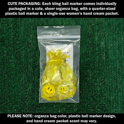 Giggle Golf Bling Golf Ball Marker with A Standard Magnetic Hat Clip | Great Gift for Women (Happy Face) in Saudi Arabia