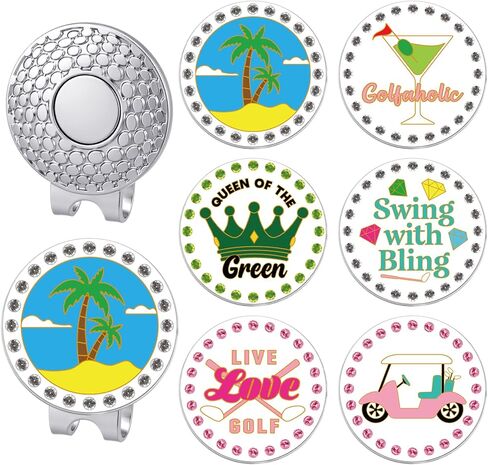 AmazingSpark Golf Ball Markers with Magnetic Hat Clip Funny Bling Golf Ball Markers Divot Tool Accessories Removable Attaches Easily to Hat Gifts for Women Men Sport Players in Saudi Arabia