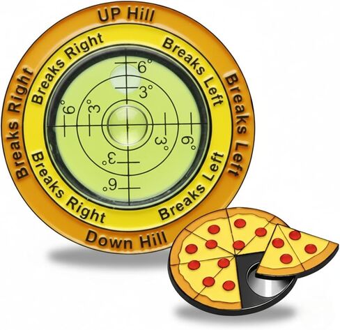 Golf Ball Marker and Golf Green Reader, 2 in 1 Pizza-Shaped Playful Funny & Original Design, Premium Quality Golf Accessories for Men, Golf Gifts for Men & Women's Golf Gifts. in Saudi Arabia