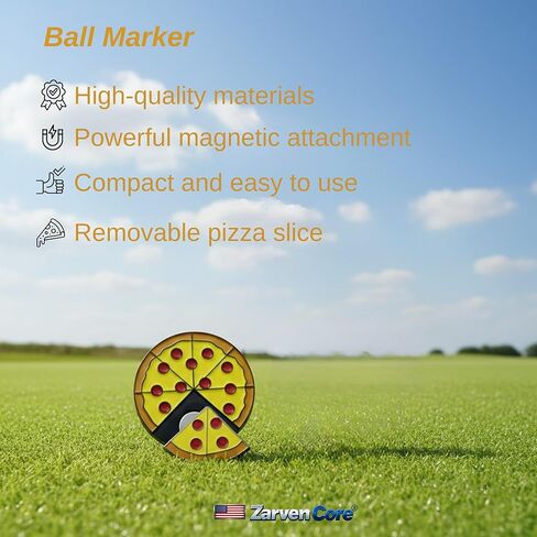 Golf Ball Marker and Golf Green Reader, 2 in 1 Pizza-Shaped Playful Funny & Original Design, Premium Quality Golf Accessories for Men, Golf Gifts for Men & Women's Golf Gifts. in Saudi Arabia