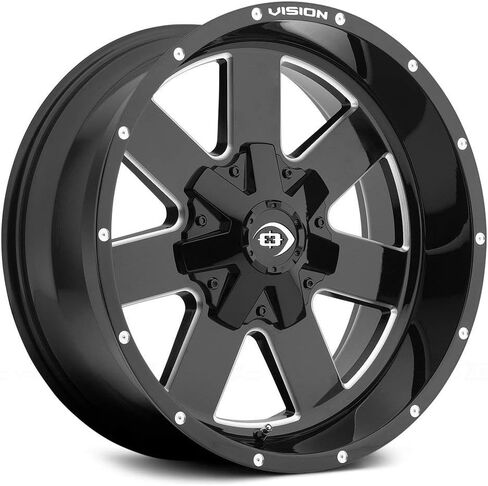 Vision 411 Arc Gloss Black Milled Spokes Wheel with Milled Finish (20x9"/5x150mm) in Kuwait