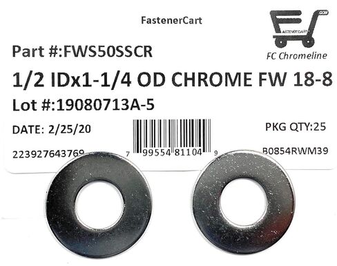 1/2 Chrome Stainless Steel Flat Washer 18-8 Flat Washer 1-1/4 OD (25 Pieces) in Saudi Arabia