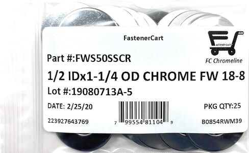 1/2 Chrome Stainless Steel Flat Washer 18-8 Flat Washer 1-1/4 OD (25 Pieces) in Saudi Arabia