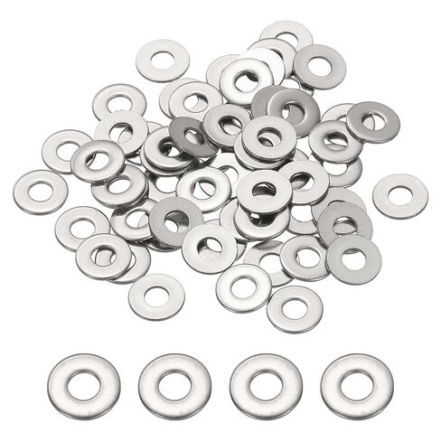 PATIKIL #4 304 Stainless Steel Flat Washers, 50 Pcs Round Metal Washer Small Spacer for Screws Bolts Nuts Assortment (1/8" ID x 1/3" OD) in Saudi Arabia