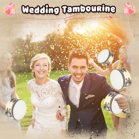 12 Pcs 4 Inch Tambourines Wedding Drum Wooden Small Handheld Tambourines with Double Row Metal Jingles Drums Musical Instruments Percussion for Adult Church Wedding Party in Saudi Arabia