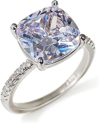 RKKOJJO 925 Sterling Silver Cubic Zirconia Ring Cushion Diamond Ring Engagement Ring Wedding Band Rings for Women in Saudi Arabia