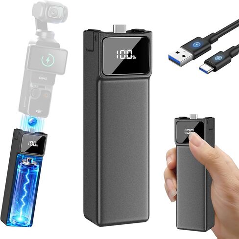 مقبض بطارية لـ DJI Osmo Pocket 3 مع شاشة عرض رقمية LED، بطارية مدمجة 5000 مللي أمبير في الساعة، شحن سريع 22.5 وات وخيط محجوز 1/4 بوصة لـ DJI osmo Pocket 3 مقبض بطارية محمول in Saudi Arabia