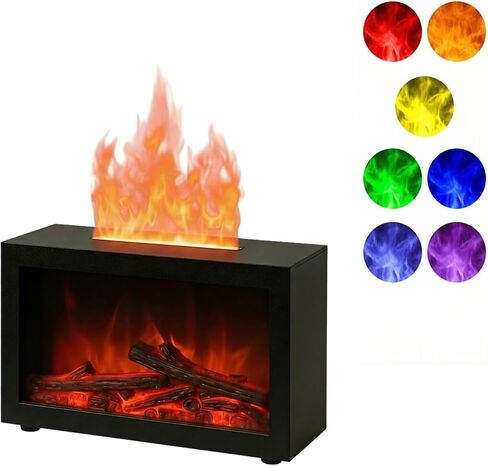 نيكس اند كو، موزع روائح مدفأة اللهب الملون للزيوت العطرية، موزع زيوت عطرية صغيرة مع تأثير ديناميكي ثلاثي الأبعاد، 7 ألوان متغيرة، إيقاف تلقائي، مؤقت 3 ساعات للمنزل، اليوغا وتخفيف القلق in Kuwait