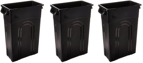 United Solutions TI0032 Highboy Waste Container In Black, 23 Gallon, Slim Fit Wastebasket (3-Pack) in Kuwait