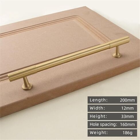 الصلبة النحاس الذهب T-مقبض درج خزانة المطبخ مقبض طويل 1 قطعة (24-L-200mm-160mm) in Kuwait