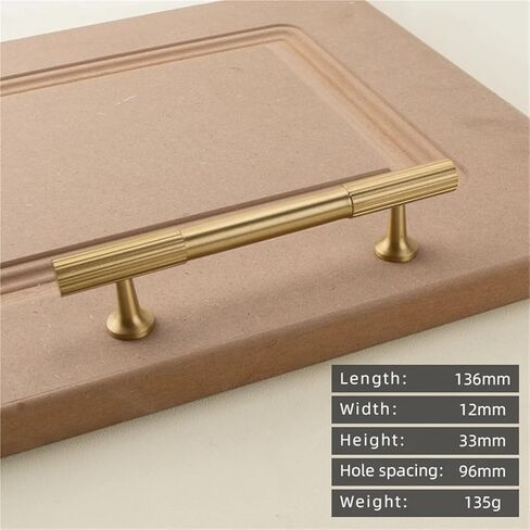 Solid Brass Gold T-Handle Kitchen Cabinet Drawer Long Handle 1Pcs(22-L-136mm-96mm) in Saudi Arabia