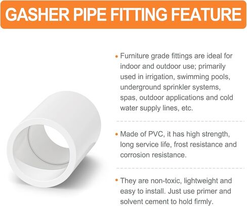 GASHER 25 قطعة تركيب الأنابيب البلاستيكية 1/2" PVC اقتران الأثاث الصف الأنابيب المقبس تركيبات، للمنزل أو الصناعية in Kuwait
