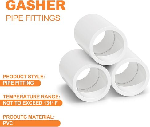 GASHER 25 قطعة تركيب الأنابيب البلاستيكية 1/2" PVC اقتران الأثاث الصف الأنابيب المقبس تركيبات، للمنزل أو الصناعية in Kuwait