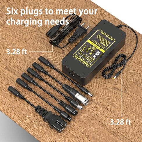 شاحن سريع للدراجة الكهربائية معتمد من ETL بقدرة 54.6 فولت 2 أمبير لبطارية ليثيوم 48 فولت 10 ثانية للدراجة الإلكترونية، ومقابس بديلة للسكوتر 7 في 1 ولوح طائر عالمي لـ Gotrax/Jetson/Razor/Ninebot/Segway، إلخ in Kuwait