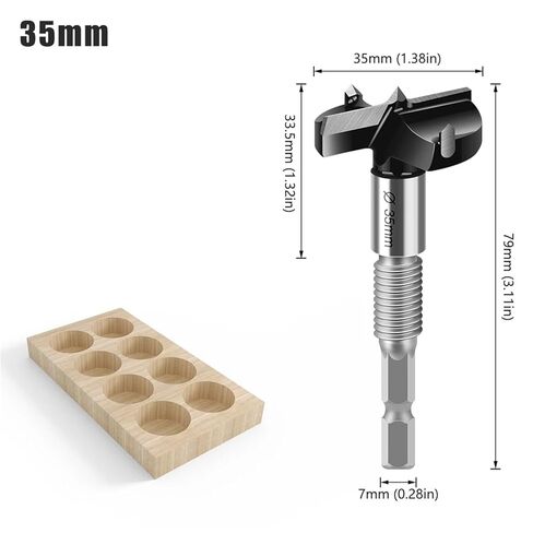 Multifunctional Extended Woodworking Hole Opener External Thread Flat Wing Drill Reaming Drill Extended Limit Board Hand Drill(Drill 35mm) in Saudi Arabia