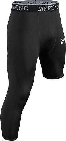 MEETYOO Men's Compression Pants,Workout Leggings for Men,Cool Dry 3/4 One Leg Basketball Compression Tights in Kuwait